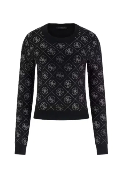 Guess Rhinestones Sweater In Black