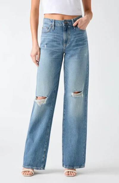 Guess Ripped Slouchy Fit Jeans In Blue