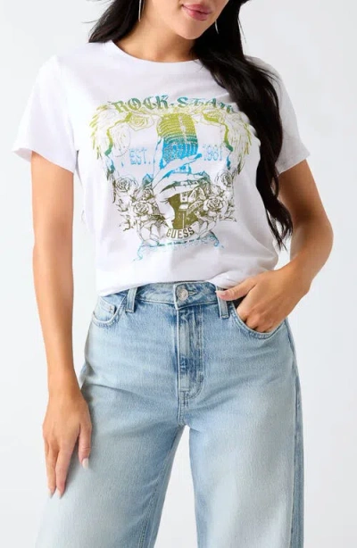 Guess Rock Star Graphic T-shirt In White