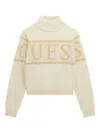Guess Roll-neck Logo Sweater In Neutral