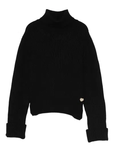 Guess Roll-neck Long-sleeve Sweater In Black
