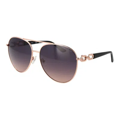Guess Rose Gold Metal Sunglasses In Multi