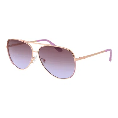Guess Rose Gold Metal Sunglasses In Brown