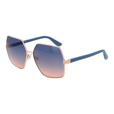 Guess Rose Gold Metal Sunglasses In Blue