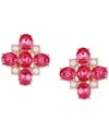 Guess Rose Gold-tone Crystal & Imitation Pearl Cluster Clip-on Drop Earrings In Gold