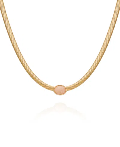 Guess Rose Quartz Gold-tone Collar Necklace In Burgundy