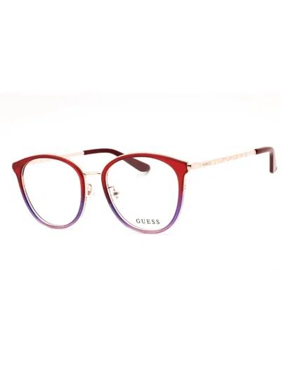 Guess Round Acetate Eyeglasses For Women - Style Gu50201-d In Red