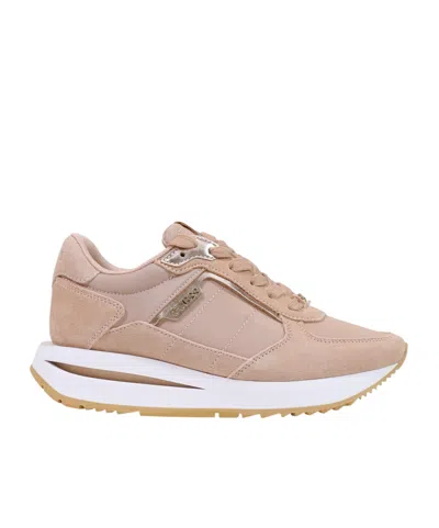 Guess Round-toe Lace-up Sneakers In Brown