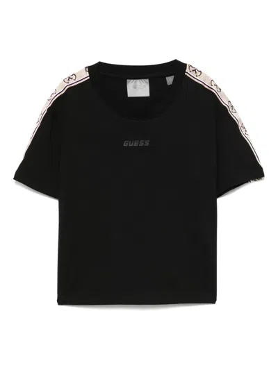 Guess Kids' Rubberised-logo T-shirt In Black