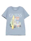 Guess Rubberised-logo T-shirt In Blue