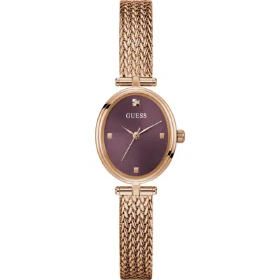 Guess Ruby Oval Mesh Strap Watch, 24mm In Pink