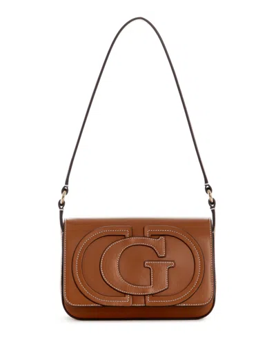 Guess Ruby Small Flap Shoulder Handbag In Caramel