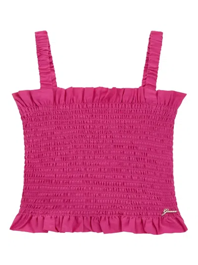 Guess Kids' Ruched Tank Top In Pink