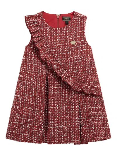 Guess Kids' Ruffle Tweed Dress In Red