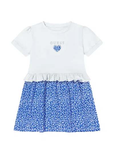 Guess Kids' Ruffled Floral-print Dress In Blue