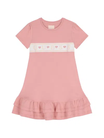 Guess Kids' Ruffled Shirt Dress In Pink
