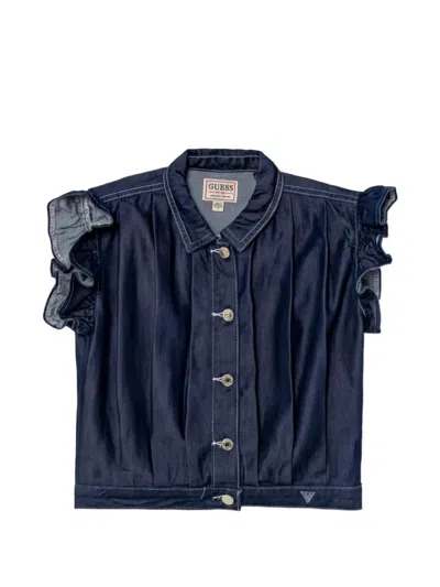 Guess Kids' Ruffled Top In Blue