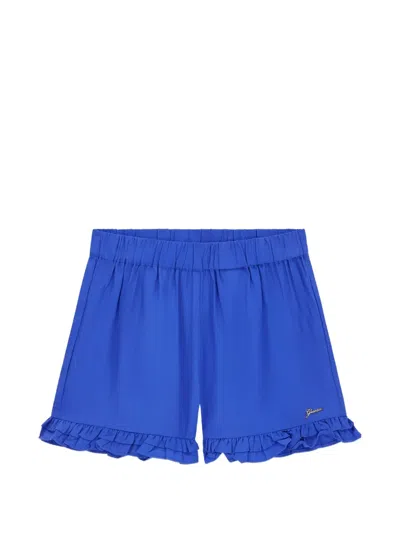 Guess Ruffled-trim Shorts In Blue