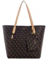 Guess Rylan Monogram Tote In Brown