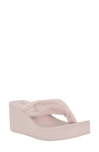 Guess Sabinn Faux Fur Wedge Sandal In Pink