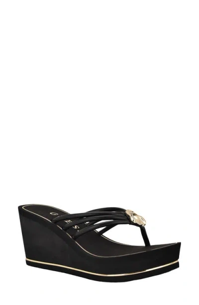 Guess Sabrie Platform Wedge Sandal In Black