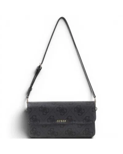 Guess Sadie Flap Woman Coal Logo In Synthetic Material With Potato And Monogram In Black