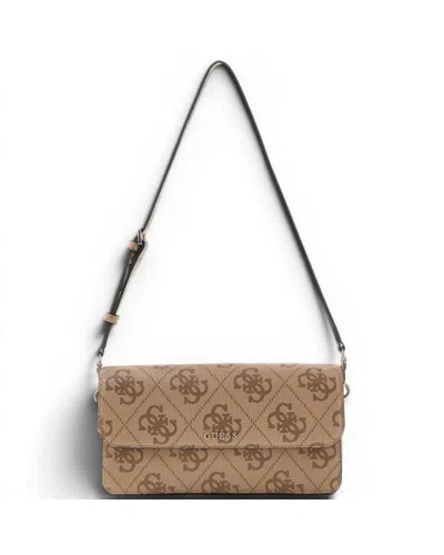 Guess Sadie Flap Women's Shoulder Bag Logo In Synthetic Material With Potato And Monogram In White