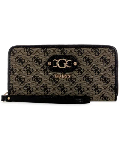 Guess Samantha Small Zip Around Wallet In Black Logo