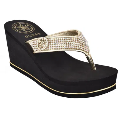 Guess Sarraly Eva Platform Flip Flop In Gold