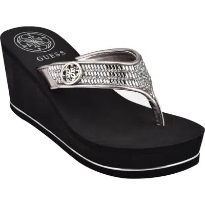 Guess Sarraly Eva Platform Flip Flop In Gray