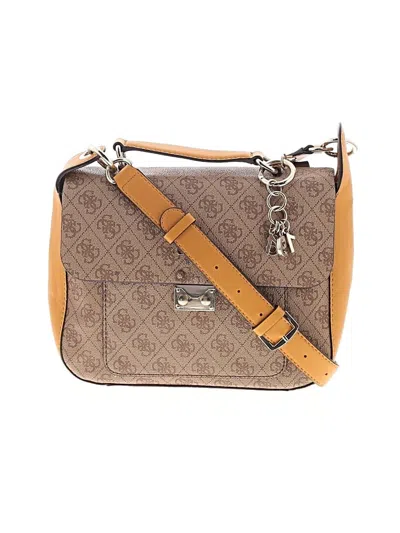 Pre-owned Guess Satchel In Brown