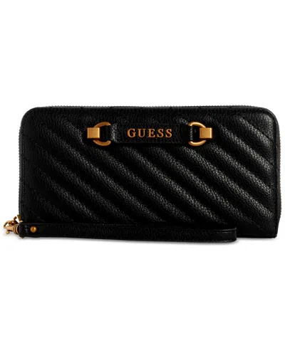 Guess Sela Slg Large Zip-around Wallet In Black