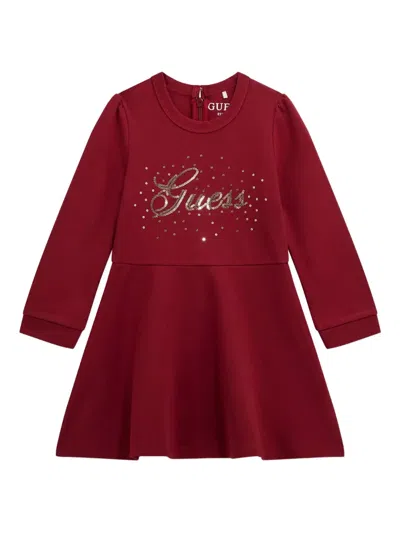 Guess Kids' Sequin-embellished Flared Dress In Red