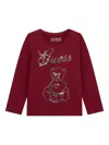 Guess Girls Long Sleeve Bear T-shirt In Red