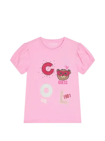 Guess Kids' Sequin-embellishment T-shirt In Pink