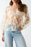 Guess Sequin Sheer Top In White