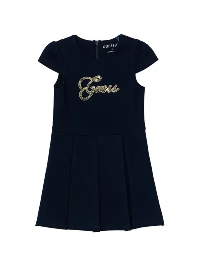 Guess Kids' Sequin-detail Pleated Dress In Blue