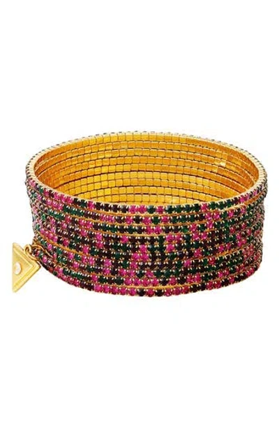 Guess Set Of 10 Crystal Stretch Bracelets In Gold