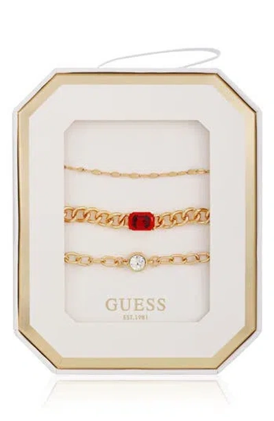 Guess Set Of 3 Assorted Chain Bracelets In Gold