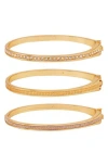 Guess Set Of 3 Hinge Bracelets In Gold