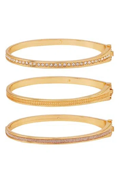 Guess Set Of 3 Hinge Bracelets In Gold