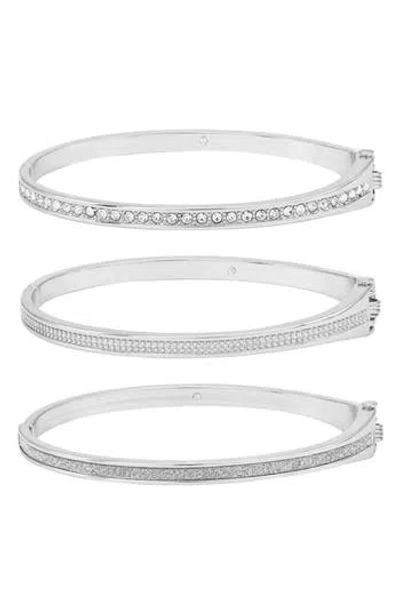 Guess Set Of 3 Hinge Bracelets In Silver