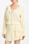Guess Womens Long Sleeve Button Front Shaelo Top Shaelo Gauze Mini Skirt
