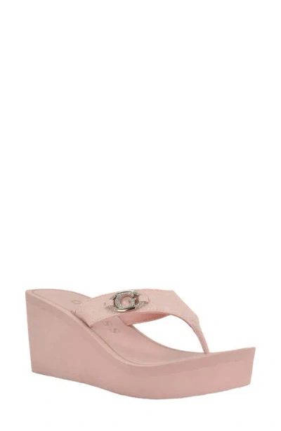 Guess Shai Platform Wedge Flip Flop In Pink