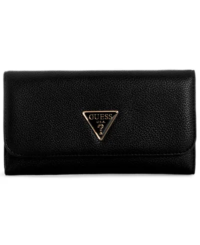 Guess Shimmer Slim Mini Zip-top Wallet In Black