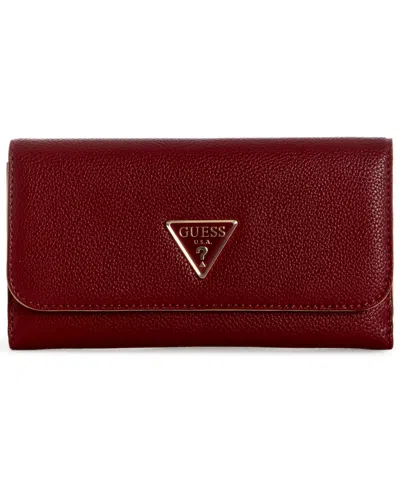 Guess Shimmer Slim Mini Zip-top Wallet In Merlot