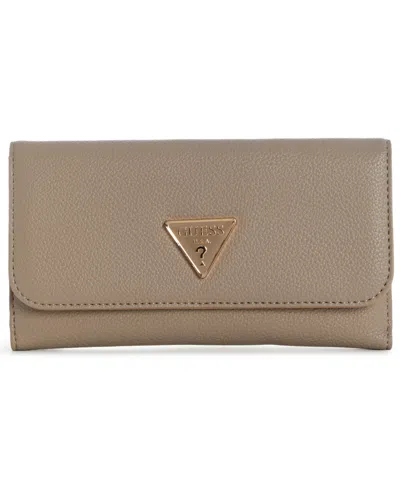 Guess Shimmer Slim Mini Zip-top Wallet In Taupe
