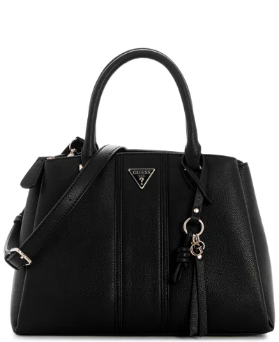 Guess Shimmer Top Handle Medium Satchel Handbag In Black