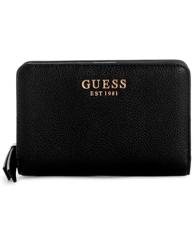 Guess Shimmer Zip-top French Wallet In Black