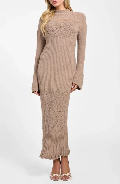 Guess Shinju Bouclé Maxi Dress & Shrug Set In Neutral